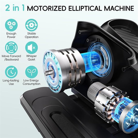 Under Desk Elliptical Machine, Morelax Ellipse Leg Exerciser for Seniors Fully Assembled, Quiet & Portable Electric Seated Pedal Exerciser with Remote Control & 12 Adjustable Speeds