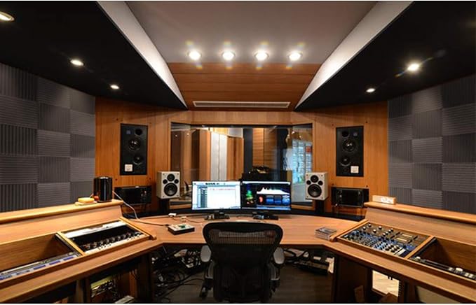 24 Pack Acoustic Foam Panels 1" x 12" x 12" Sound Proof Foam Panles Soundproofing Noise Cancelling Wedge Panels for Home Office Recoding Studio with 240PCS Double-Side Adhesive