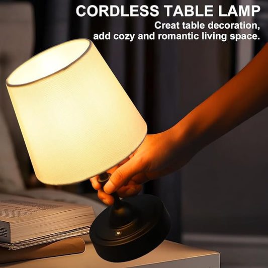 Portable Cordless Table Lamp, 5000mAh Rechargeable Battery Operated Bedside Lamps, 3-Level Dimmable Nightstand Lamp, Wireless Desk Lamps for Living Room Bedroom Office Patio Restaurants