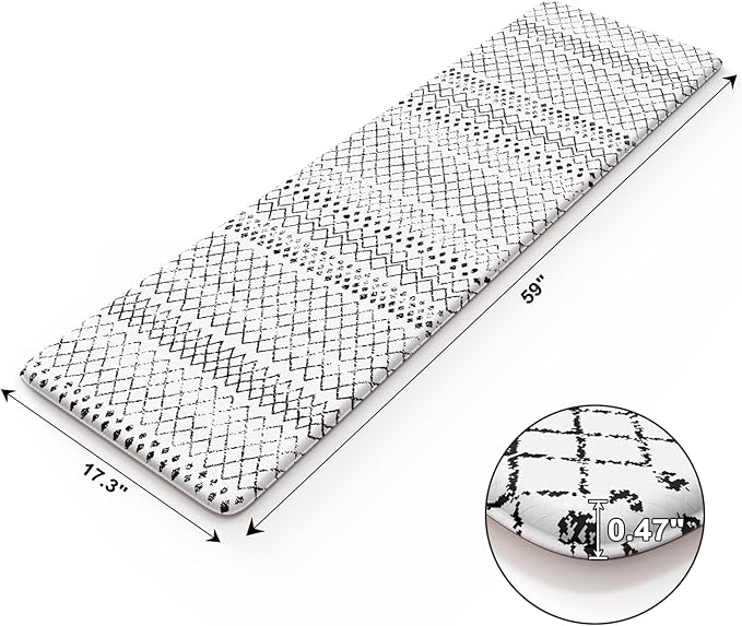 KIMODE Kitchen Runner Rug,17.3" x 59" Anti Fatigue Kitchen Mats for Floor Cushioned,Non-Slip Waterproof Comfort Thick Kitchen Floor Standing Mat for Front Sink,Laundry Room,Black and White