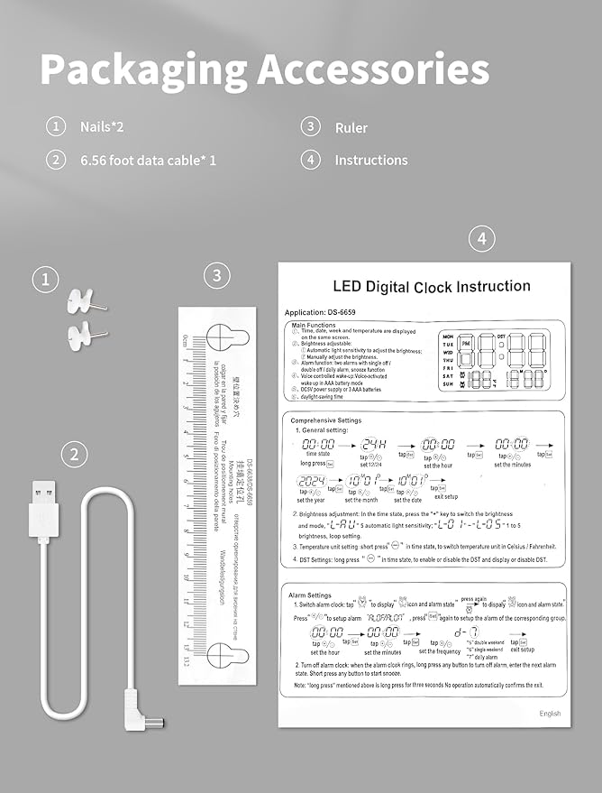 MASHI 8.4''Large Digital Wall Clock, Led Alarm Clock with Big Digits, Date, Temperature, DST, Modern Decor Design for Desk,5-Level Brightness for Room, Bedroom, Gift, Yougster and Elderly (Purple)