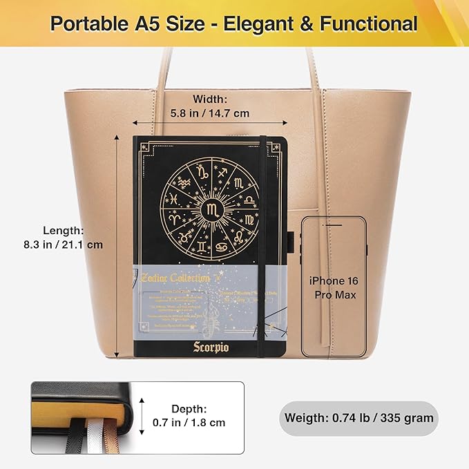 Scorpio Zodiac Astrology Undated Monthly Weekly Daily Planner Journal A5 5.8" x 8.3" 160 Pages 100GSM Paper 2025 2026 2027 Holidays Calendar