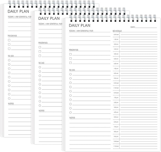 3 Pcs 24 Hour Daily Planner - To Do List for Work & Personal Life, Everyday Productivity Planner, Daily Schedule, 6.5 x 9.8