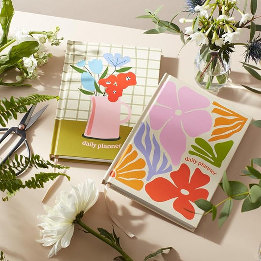 Yop & Tom Undated Daily Planner - Productivity Planner with Flower/Botanical Theme - Weekly and Daily Organizer with Time Slots