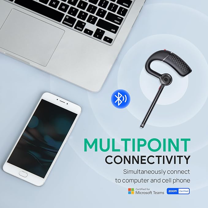 Yealink Bluetooth Headset BH71 Lite,Wireless Bluetooth Earpiece for Cell Phone,Single Ear Headset with Noise Canceling Mic for Office/Driving/Business,10Hrs Talktime,Mute