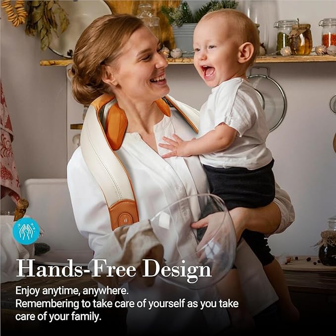 Shiatsu Neck Massager with Heat - Cordless 4D Expert Neck Shoulder Massage for Pain Relief,Upgarded Kneading Massager for Muscle Relaxation, Ideal Gift for Women,Men