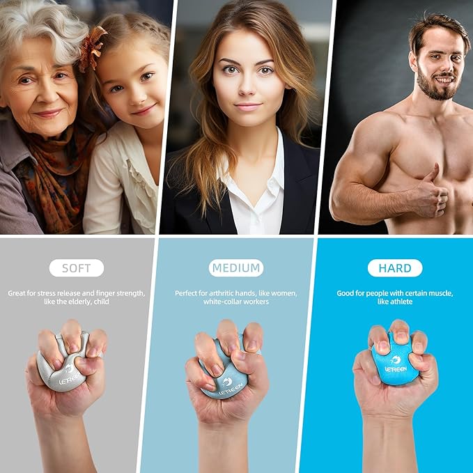 Stress Ball, Tri-Density Stress Balls for Adults & Grip Strengthening, Squeeze Balls for Hand Therapy, Squishy Stress Ball, Hand Strengthener Ball, Hand Balls for Therapy