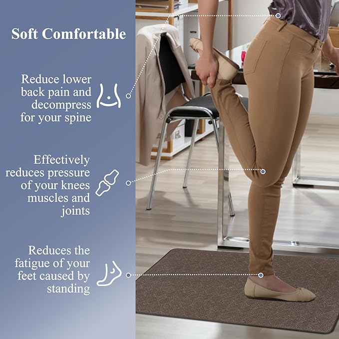 HEBE Anti Fatigue 3 Piece Waterproof Kitchen Mats - Non Slip Comfort Standing Mat Runner for Home Office, Sink, Laundry