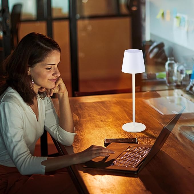 2 Pack Cordless Table Lamp, 5000mAh Portable Rechargeable LED Desk Lamp, 3 Color Modes Stepless Dimming Table Light with Memory Function, for Dinner, Patio, Home, Restaurant.