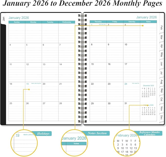 2026 Appointment Book & Planner - 2026 Daily Hourly Planner from January 2026 - December 2026, Weekly Appointment Book with 30-Minute Interval, Medium 6.4" x 8.5", Black-B