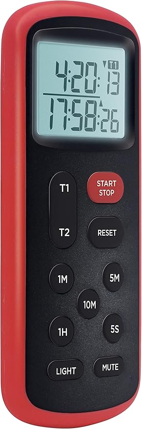 Lavatools KT8 Digital Kitchen Dual Timer & Stopwatch, Backlight, Ultra Loud Alarm, Mute Function, Quick-Set Buttons, Hang Hole, Magnetic for Cooking and Classroom with Lanyard