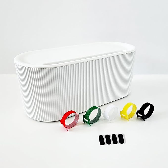 Cable Management Box - Cord Organizer Box, Cable Organizer Box, Cable Box, Cord Box, Cable Box Organizer, Cord Management Box, Cord Hider Box, Power Strip Holder. White, Large.