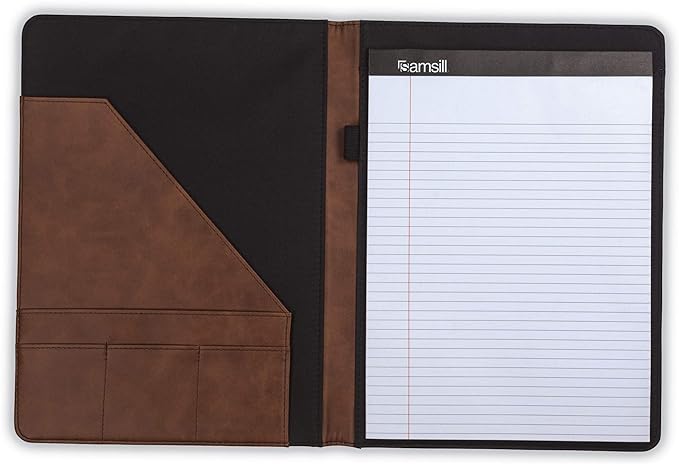 Samsill Two-Tone Padfolio, Resume Portfolio, Business Portfolio, with 8.5 x 11 Writing Pad, Brown and Dark Brown