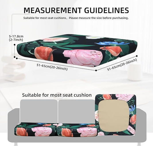8Pcs Stretch Patio Cushion Covers Waterproof Outdoor Cushion Covers Patio Couch Cover Slipcovers, for Outdoor Furniture Protector Covers Replacement(Cover Only) (Flowers)
