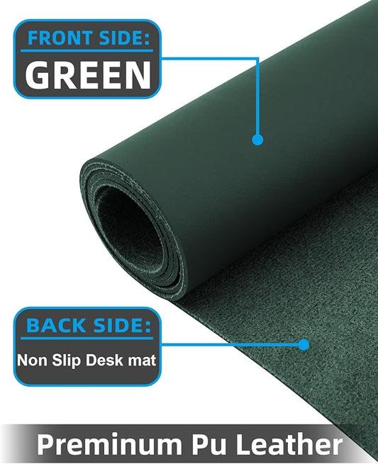 Desk mat Large, Leather Desk Pad Protector,Office Desk Mat,Mouse Pad, Non-Slip Desk Blotter, Laptop Desk Pad, Waterproof Desk Writing Pad for Office&Home (Dark Green, 48" x 24")