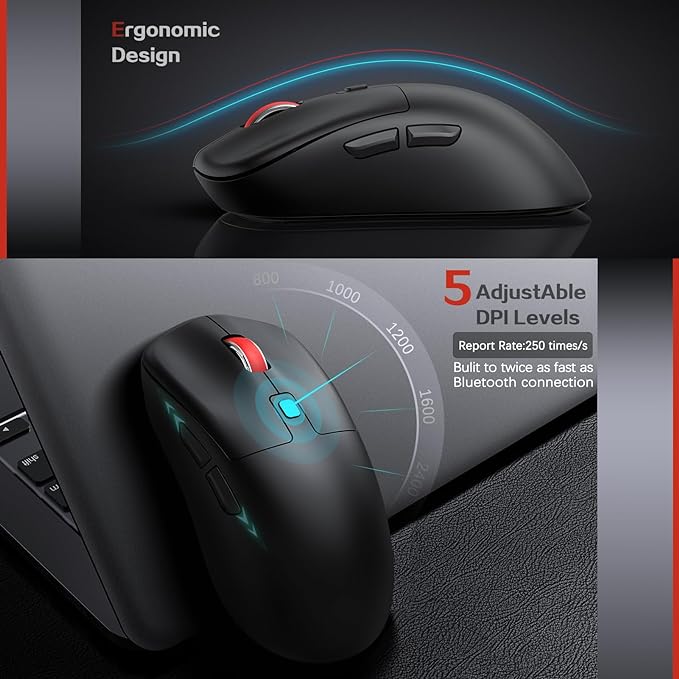 Wireless Keyboard and Mouse Combo,Quiet Click,Full Size Design with Number Pad,Ergonomic Mouse with 5 DPI,Sleep Mode-GAMCATZ 2.4G Slient Portable Cordless Combo for Laptop/PC/Computer/Mac(Black)