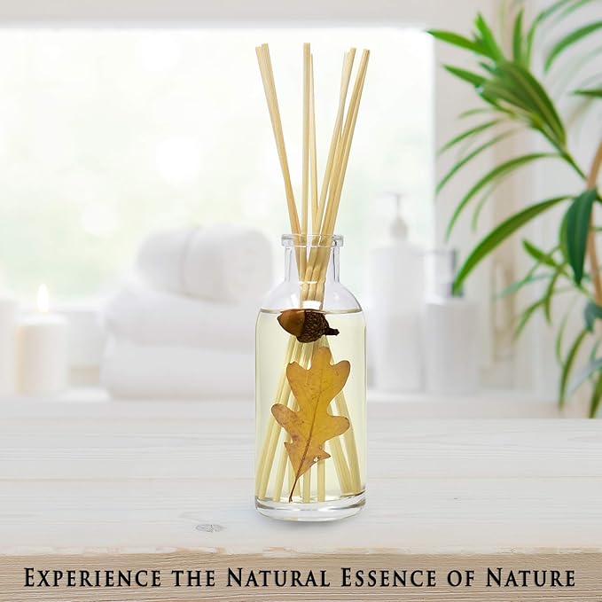 Urban Naturals Spiced Chestnut Reed Diffuser Sticks and Oil Set β Comforting Autumn Scent of Chestnuts, Cinnamon, Clove and Cedar Wood with Real Acorns and Fall Leaves β 3.75 Ounces β Made in The USA