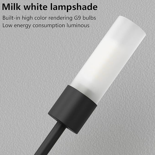 Tipace Black Modern LED Wall Sconce Hardwired Wall Lights Set of 2 Indoor Wall Mount Light with Glass Shade for Living Room Bedroom Hallway Corridor Conservatory Warm White 3000K(with G9 Bulbs)