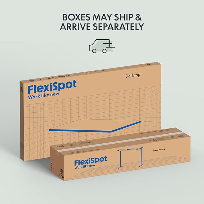 FLEXISPOT EN1 One-Piece Standing Desk, 55 x 28 Inches Electric Height Adjustable Desk for Home Office (White Frame + Mahogany Desktop, 2 Packages)