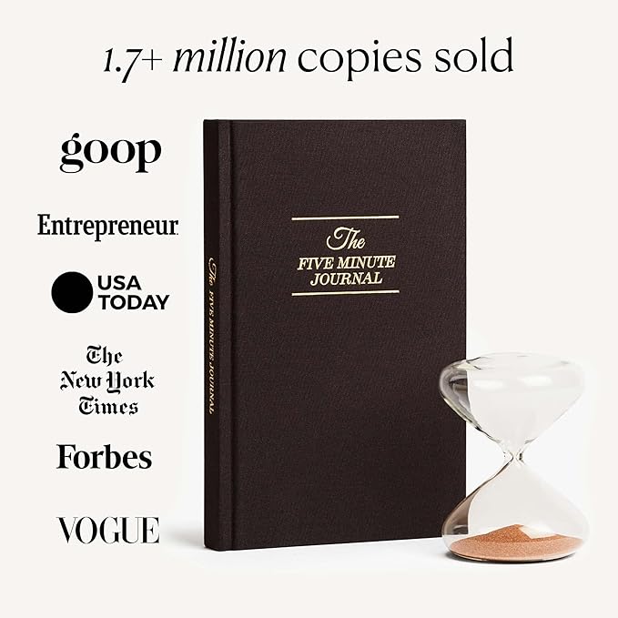 Intelligent Change Mindful Focus 5-Minute Hourglass Sand Timer, Desk Timer for Productivity and Time Management, Minimalist Hourglass Timer, Decorative Gifts, 3.3 (L) x 2.9 (W) inches