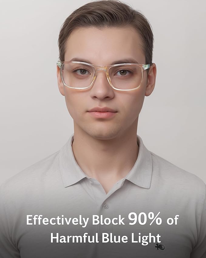 ANRRI Blue Light Glasses Men Anti Eyestrain Oversized Computer Gaming Eye Protection Square Glasses Women Clear