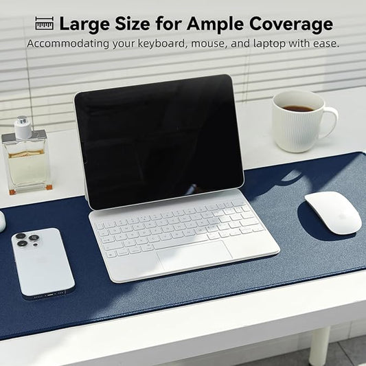Waterproof Large Gaming Mouse Pad with Durable Stitched Edges, Non-Slip Rubber Base, Smooth Surface Mouse Mat Desk Pad for Home Office Gaming, 35.4"x15.7"x0.12", Dark Blue