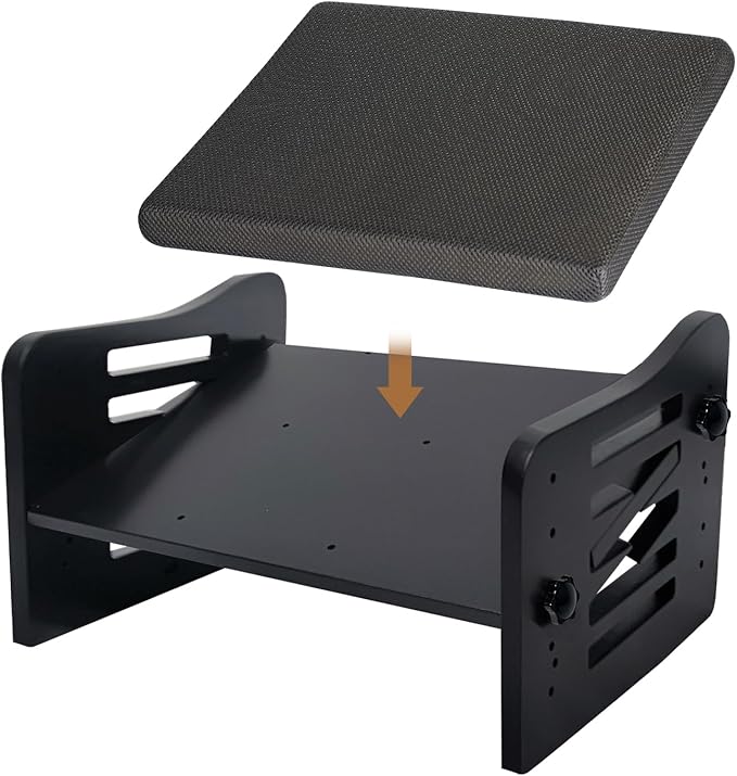 Myplace Bamboo Adjustable Under Desk Footrest with Memory Foam Pad - Ergonomic Foot Rest with 7-Level Adjust, Slanted Foot Rest Stool for Home Office Kitchen Bedroom (Black)