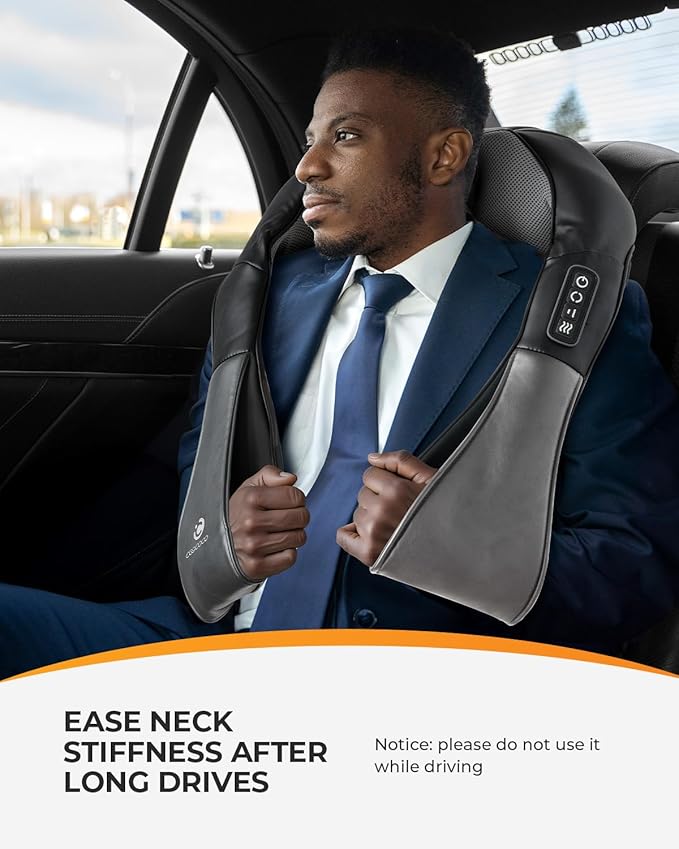 CooCoCo Shiatsu Neck Massager -4D Kneading Back Massager with Heat, Birthday Day Gifts for Dad/Women/Men, Deep Kneading Electric Massage Pillow, Massagers for Back and Neck Shoulder