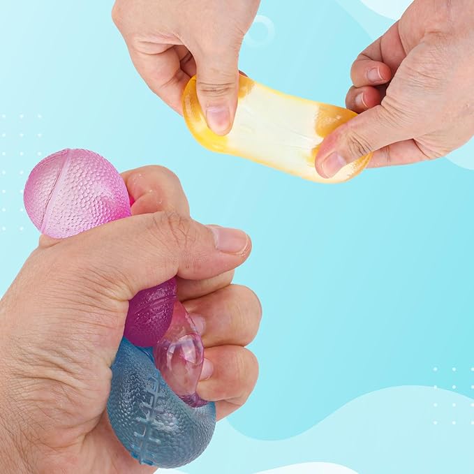 4pcs Stress Relief Toys Balls, Assorted Colors Maltose Filled Stress Toys Durable Slow Rising Sugar Balls for Anxiety ADHD & Autism Classroom Prizes (Rugby)