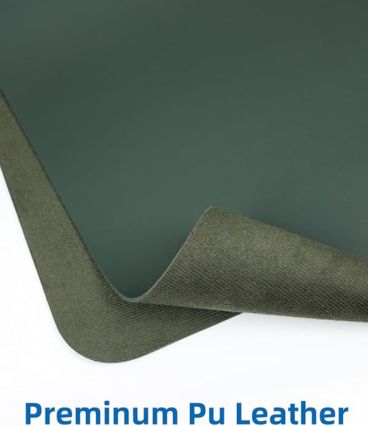 Leather Desk Pad Blotter,Mouse Pad,Office Desk Mat, Non-Slip PU Leather Desk mat,Large Desk mat,Waterproof Keyboard mat for Office/Home/Decor (Dark Green,31.5" x 15.7")