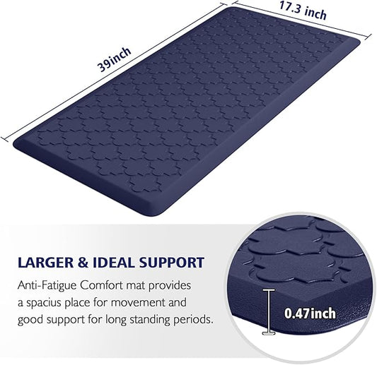 WISELIFE Kitchen Mat Cushioned Anti Fatigue Floor Mat,17.3"x39",Thick Non Slip Waterproof Kitchen Rugs and Mats,Heavy Duty PVC Foam Standing Mat for Kitchen,Floor,Home,Desk,Sink,Laundry,Blue