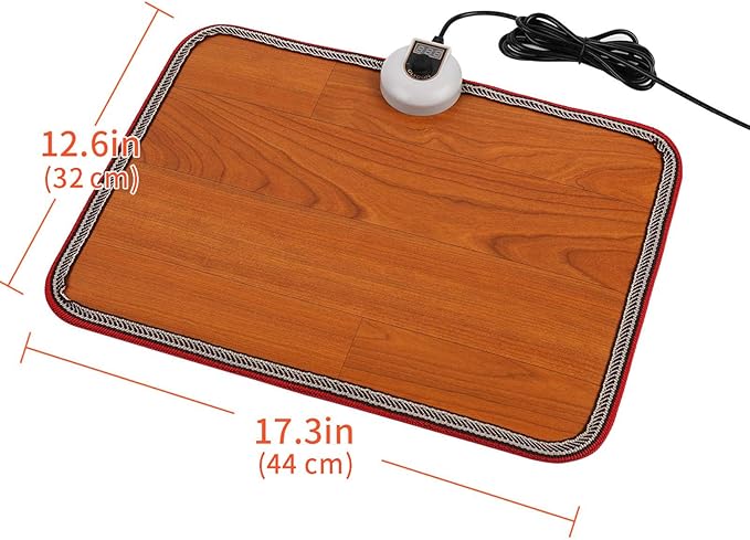 Electric Heated Floor Mats Under Desk, Heated Foot Warmer - 110v Toes Warming Heater for Office and Home(Wood grain)