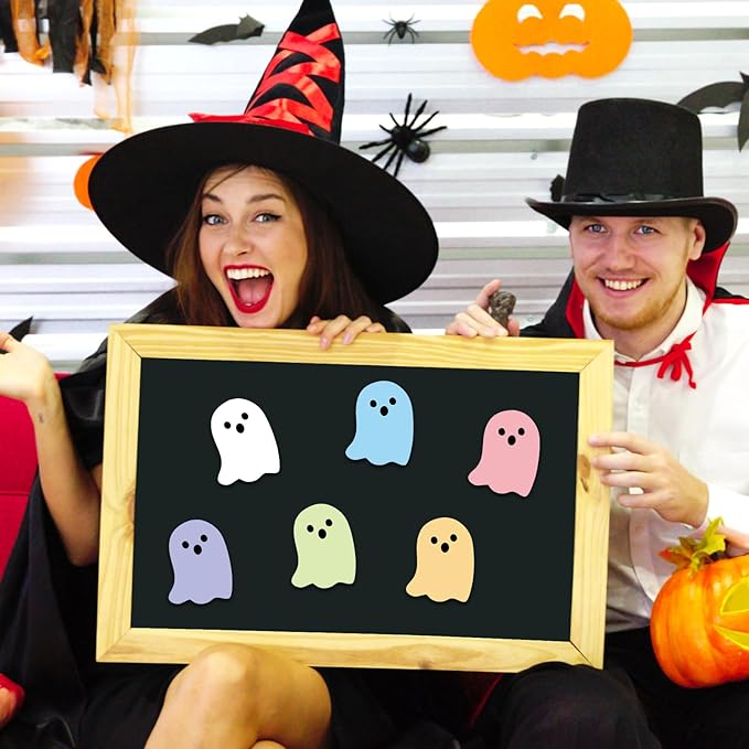 24 Pack Halloween Sticky Notes 6 Pastel Colors Boo Ghost Shaped Sticky Memo Pads for Home Office Classroom Supplies, 480 Sheets