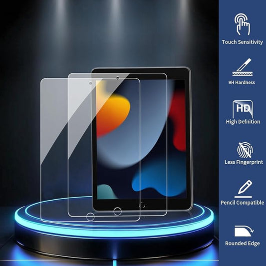 SIBEITU 2 Pack Screen Protector for iPad 9th Generation 2021, iPad 10.2 Inch HD Clear 9H Hardness Tempered Glass Film Compatible with iPad 8th 7th Generation 2020/2019, Scratch Resistent