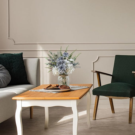 Leftover Fake Flowers with Vase,Silk Dahlia Flowers,Artificial Flowers in Vase,Centerpiece Table Decorations,Flower Centerpieces for Tables,Kitchen Table Decor,Coffee Table Decor