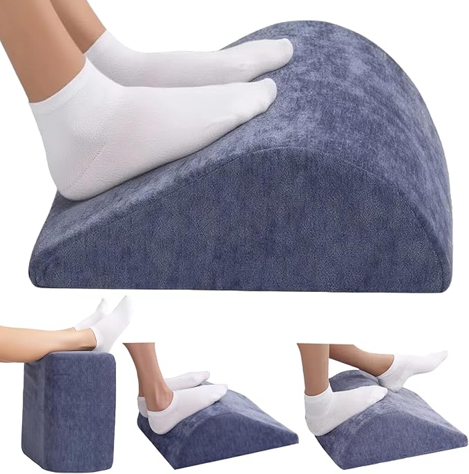 Foot Rest for Under Desk at Work Ergonomic Under Desk Footrest,Support Foot Pillow Double-Sided Footstool, for Office, Home & Gaming Leg Elevation Pillow Blue