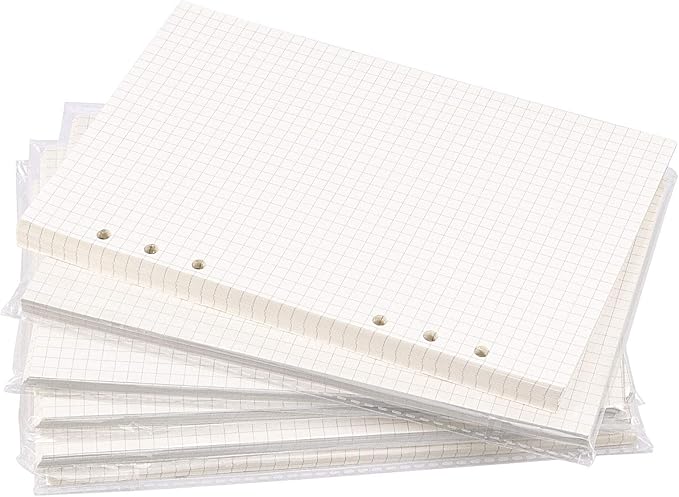 800 Sheets(1600 Pages) A5 Grid Refill Paper, 120gsm A5 Refill Paper Squared Planner Insert 6 Hole Punched, Bullet Grid Journal Notebooks for School,Office, 5.6 x 8.27 Inch