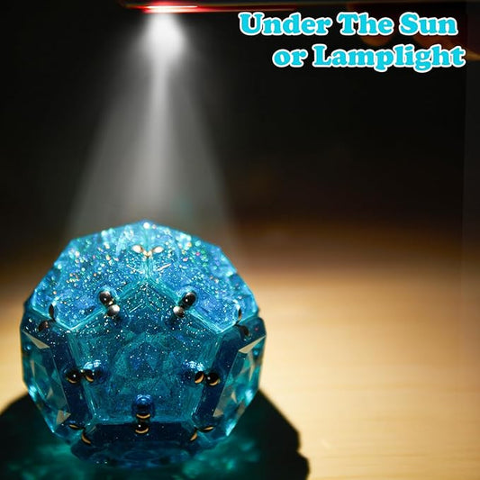 Magnetic Fidget Sphere Magnet Toys - Holographic Glitter Crystal Blue - Magnets Sensory Toys - 12 Piece Set - Creativity Beyond Imagination, Inspirational, Recreational, Fun Desk Toy for Adults