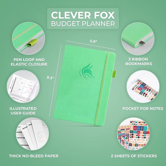 Clever Fox Budget Planner - Expense Tracker Notebook. Monthly Budgeting Organizer, Finance Logbook & Accounts Book, Bill Tracker, A5 (Mint Green)