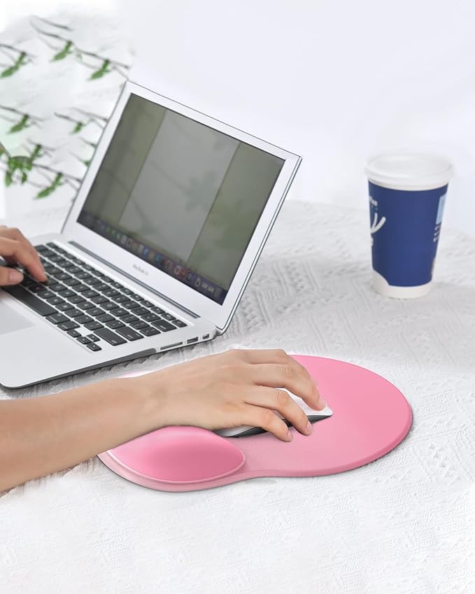 Ergonomic Mouse Pad Wrist Support, Comfortable Mouse Pad Wrist Rest, Relieve Wrist Pain Gel Mouse pad, Non-Slip Rubber Base Mousepad for Laptop, Computer(Gradient Baby Pink)