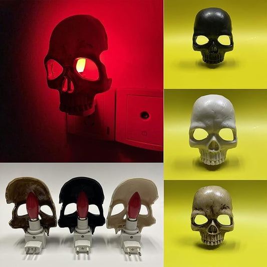 Ulalaza Human Skull Light New Halloween Handcrafted Skull Night Light for Home Room Decor Plug into Wall Decorative