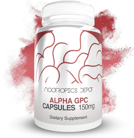 Nootropics Depot Alpha GPC Capsules | 150mg | 180 Count | Cholinergic Supplement | Brain Health Supplement | Supports Healthy Brain Function | Enhance Cognition, Memory + Focus