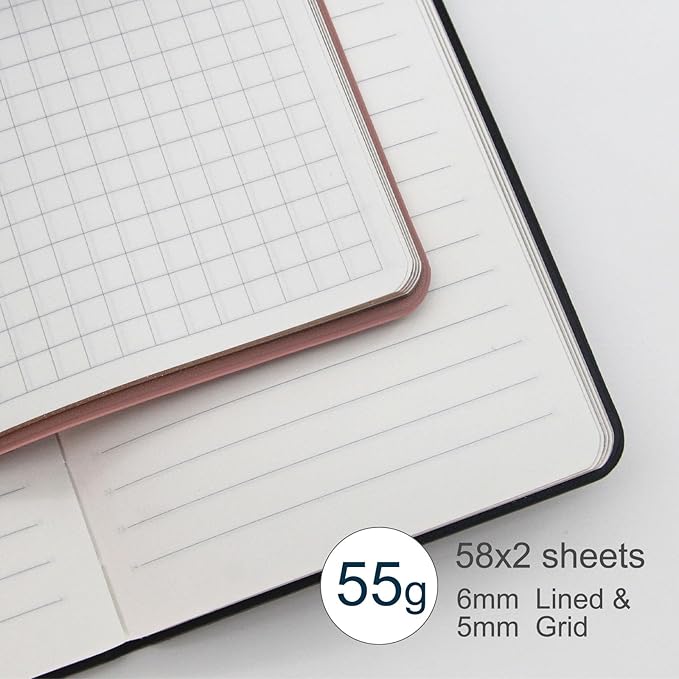Soft Cover Journal Notebooks 2 Pack A6 Pocket Notebook Small Notebooks Lined Writing Journals 3.1x5.5 Inches 112 Pages Mini Notebooks Journals for Men and Women Travel Office School Black Pink