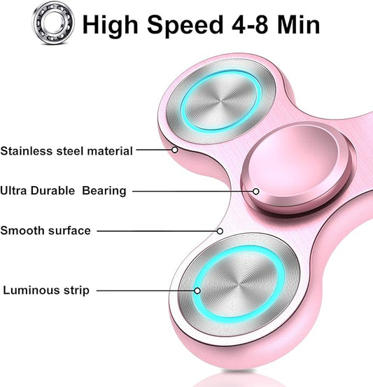 Fidget Spinners Toy, Metal Stainless Steel Bearing High Speed 4-8 Min Spins, EDC ADHD Stress Anxiety Relieves Fidgets Finger Toys, Spinner Toys for Kids and Adults