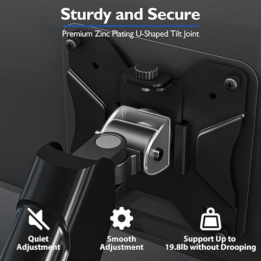 BONTEC Monitor Arm Desk Mount, Gas Spring Monitor Stand, Adjustable Full Motion VESA with C Clamp & Grommet Base, Supports 6.6-19.8lbs LCD/LED Tilt, Swivel, Rotation (Single Arm, 13-32 Inch)