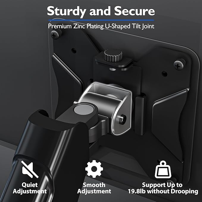 BONTEC Monitor Arm Desk Mount, Gas Spring Monitor Stand, Adjustable Full Motion VESA with C Clamp & Grommet Base, Supports 6.6-19.8lbs LCD/LED Tilt, Swivel, Rotation (Dual Arms, 13-32 Inch)