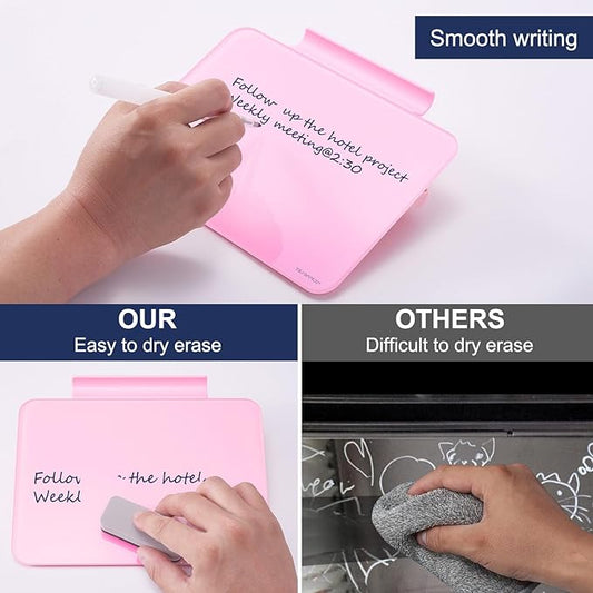 Small Desktop Glass Dry-Erase Whiteboard - 8 X 6 Inches Tabletop Easel Whiteboard with Stand, Desk Board Buddy for Artist, Teacher and Student