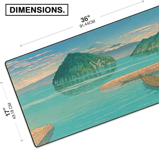 MPCO. Ukiyo-E Large Gaming Desk Pad - 36" x 17" Aeroglyde Fabric Izuno Mitsu Desk Mats - Washable, Smooth Glide for Precision Gaming & Work
