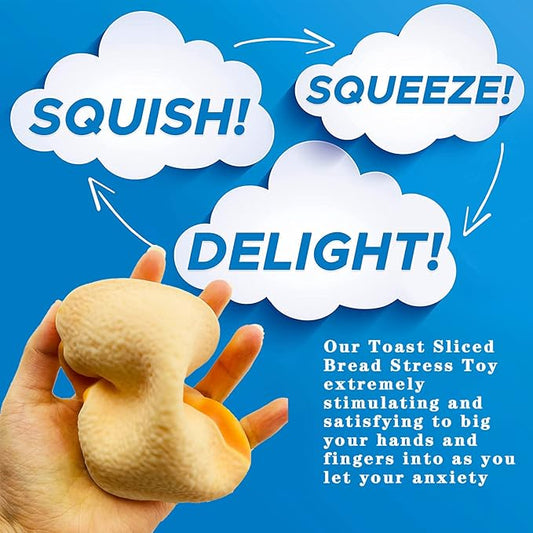 Toast Sliced Bread Stress Toy, Bread Shape Squishes, Sensory Fidget Toy, Stress Relief for Kids & Adults, Tricky Funny Squeeze, Gift for Easter, Christmas and Birthday