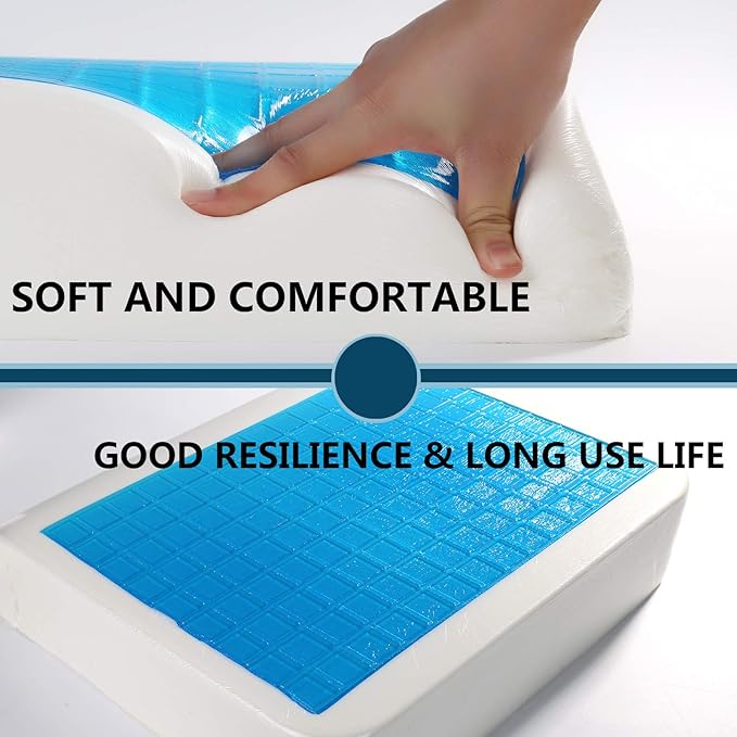 YOUFI Extra Thick Large Seat Cushion -19 X 17.5 X 4 Inch Gel Memory Foam Cushion with Carry Handle Non Slip Bottom - Pain Relief Coccyx Cushion for Wheelchair Office Chair (Blue (1PACK))